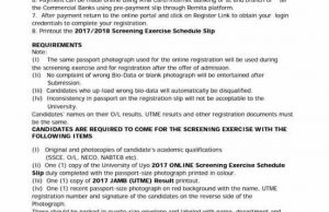 Uniuyo Screening Form 2017