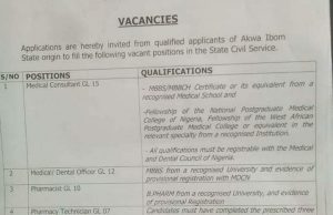 Akwa Ibom State Civil Service Commission Recruitment 2018 