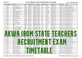Akwa Ibom State Teachers Recruitment Exam Timetable