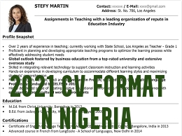 2021 CV Format in Nigeria