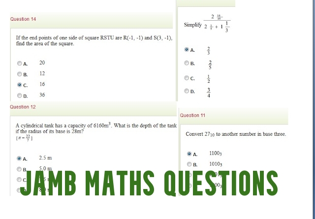 JAMB Maths Questions 