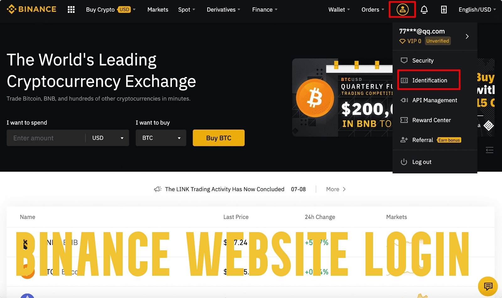 Binance Website Login 
