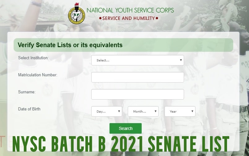 NYSC Batch B 2021 Senate List