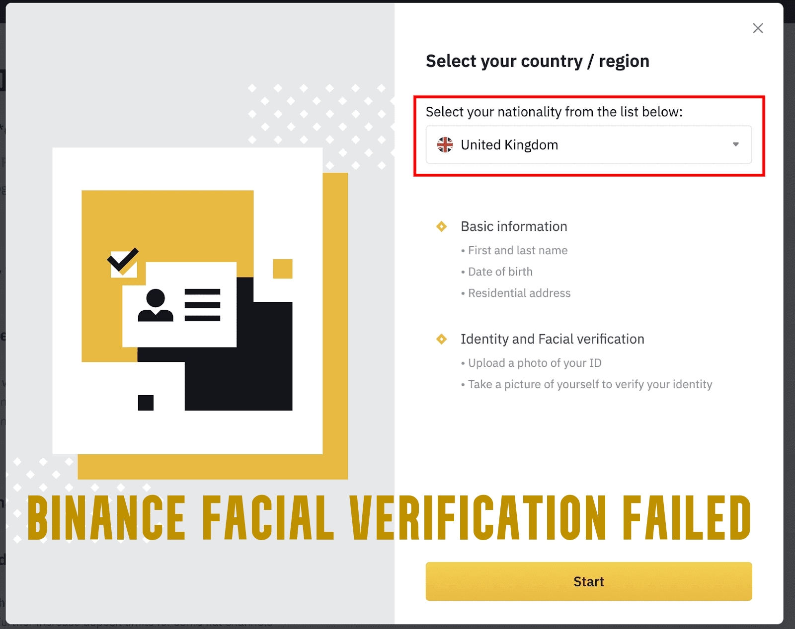 Binance Facial Verification Failed