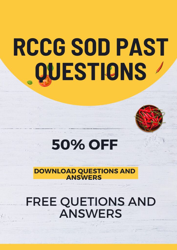 RCCG SOD Past Questions Download